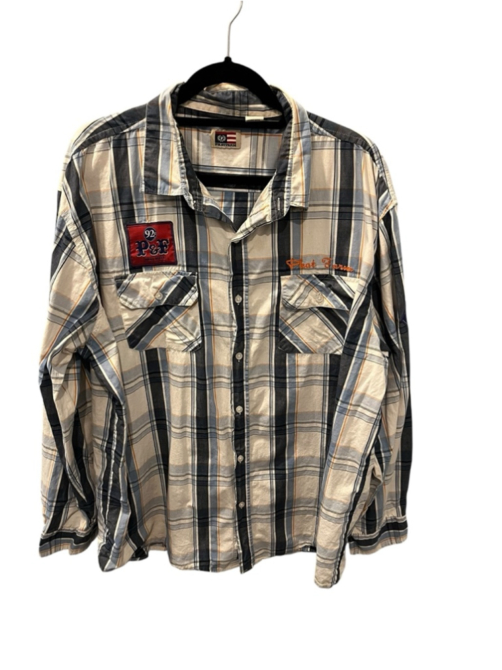 Vintage Phat Farm Long Sleeve Button Down Plaid Shirt Size 3X Embroidered Casual